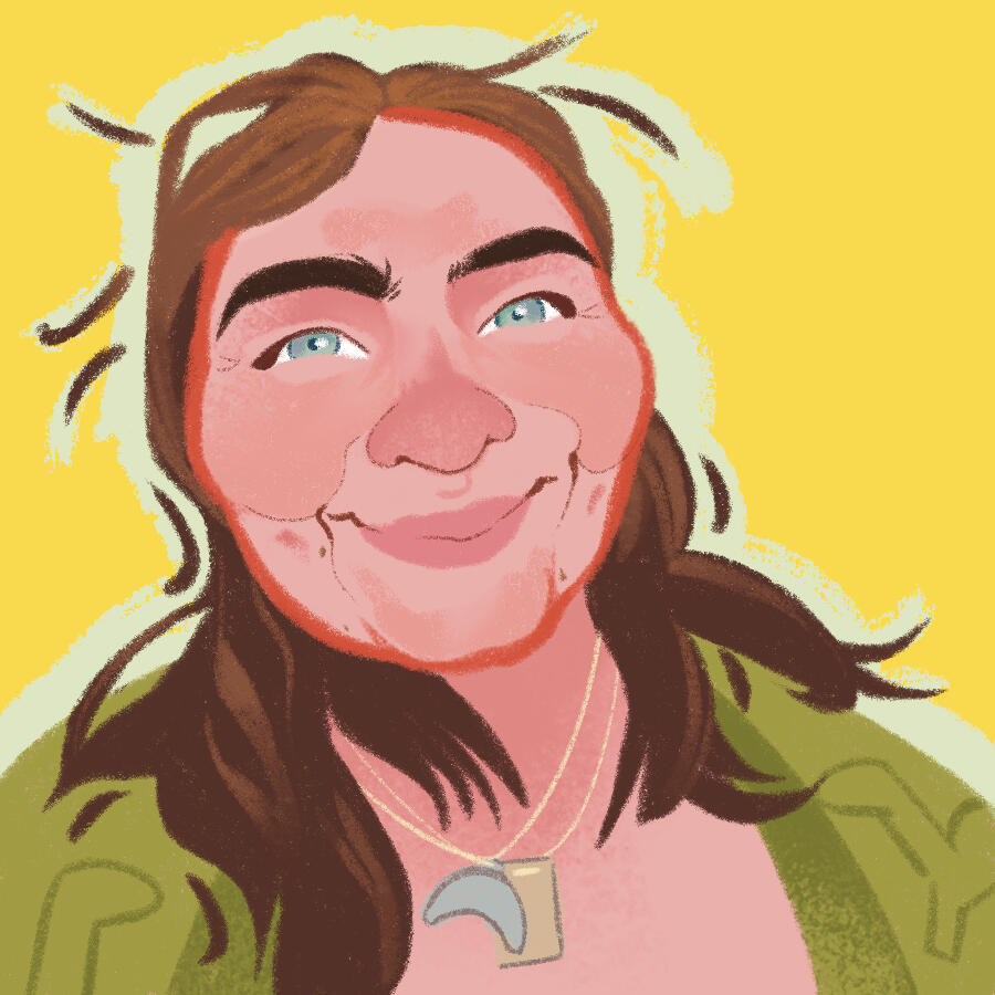 An illustrated self-portrait icon